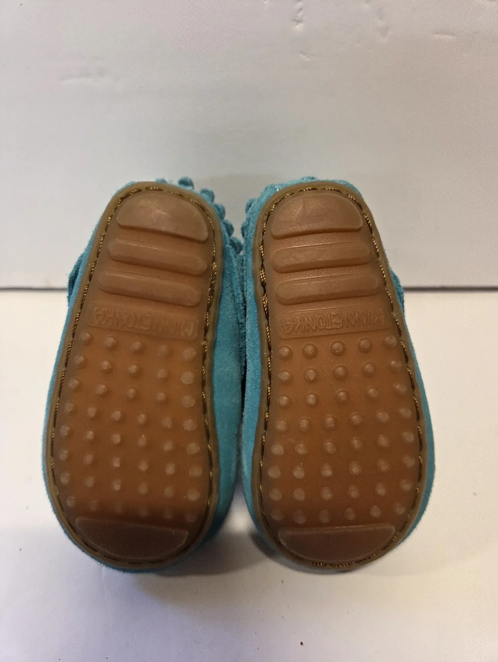 Minnetonka Moccasins Infant/kids Tourqouis Leather Fringed Size 2